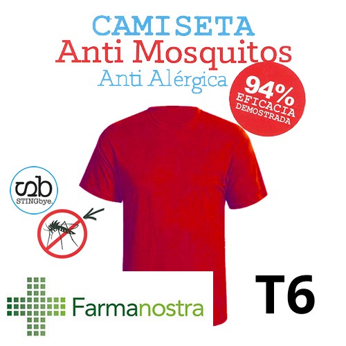 Camiseta antimosquitos stingbye camiseta manga corta  | talla t6 | color rojo